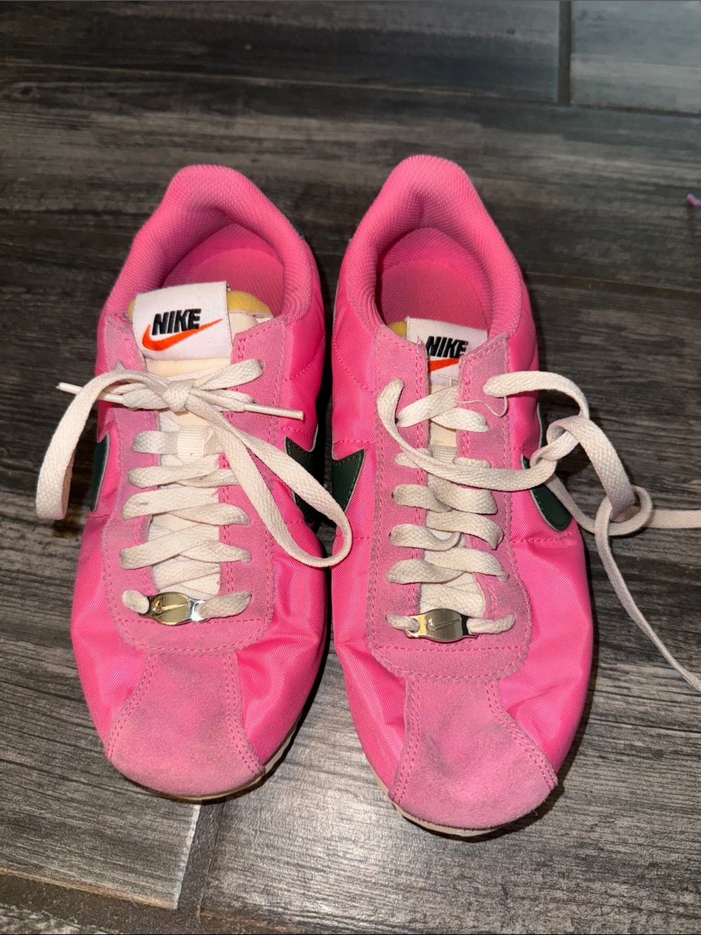 Nike Women’s Pink Athletic Sneakers with Green Swoosh